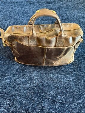 Vintage Brown Genuine Leather Laptop Briefcase Messenger Travel Bag